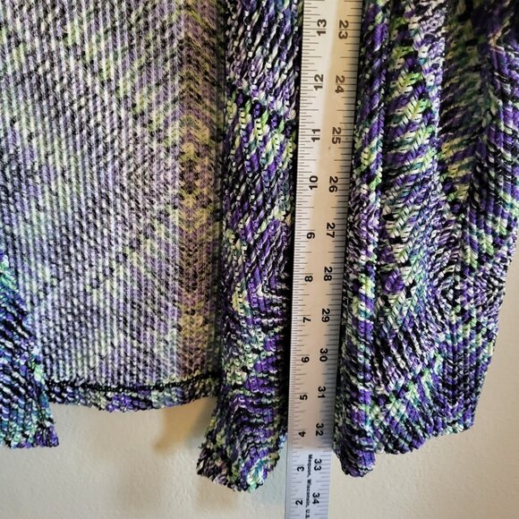 Catherine's Cardigan Women's Plus Size 2X Purple Green Open Knit Stretchy Office - Picture 6 of 9